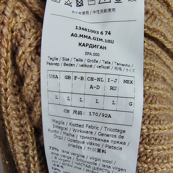 Max Mara Arold Cashmere Blend Lurex Fringe Belted Cardigan Size Large - Picture 6 of 12